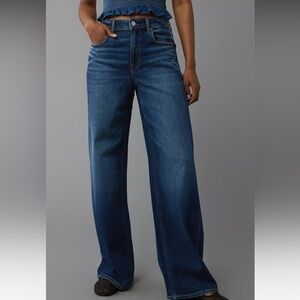 American Eagle Blue Dreamy Drape Ultra High Waisted Wide-Leg Jeans